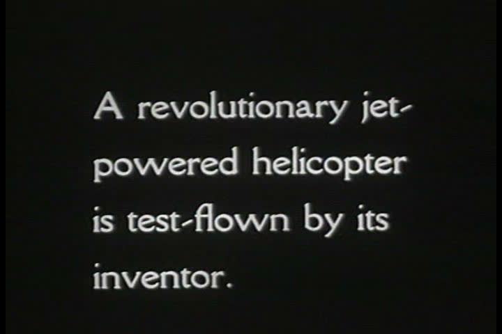 1950s - Newsreel stories: A revolutionary jet-powered helicopter is test-flown by its inventor. An Italian countess creates art with leaves and grass