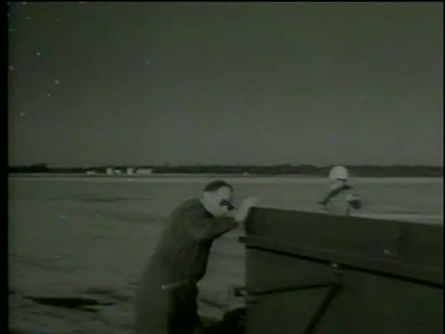 Technicians prepare a helicopter Dornier 32 for flight at Elgin Air Force Base in Florida circa 1964-MGM PICTURES, UNIVERSAL-INTERNATIONAL NEWSREEL, USA, filmed in 1964 
