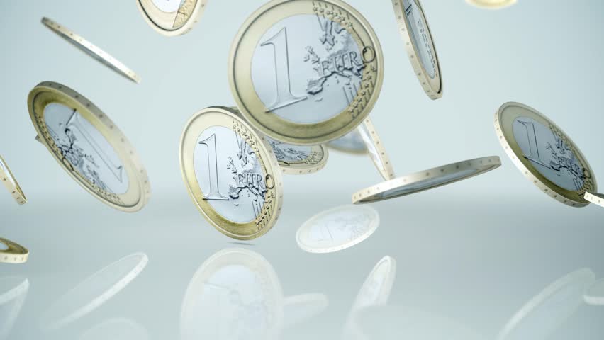 falling Euro coins in slow motion
