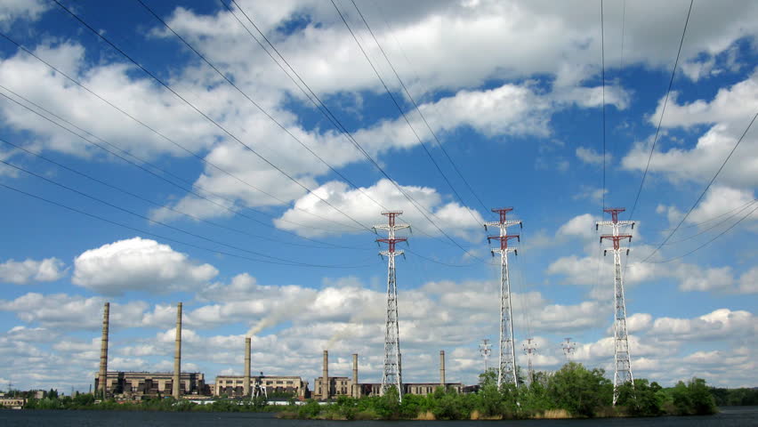 time lapse power station and clouds. 