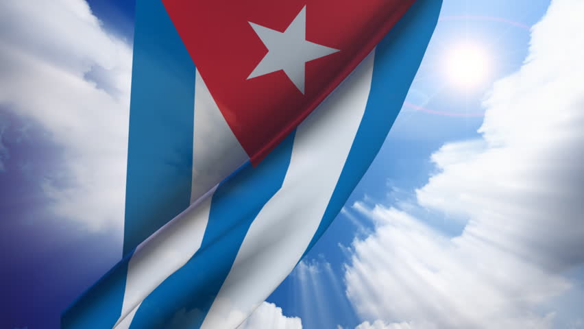 Cuba flag animation with real time-lapse clouds.