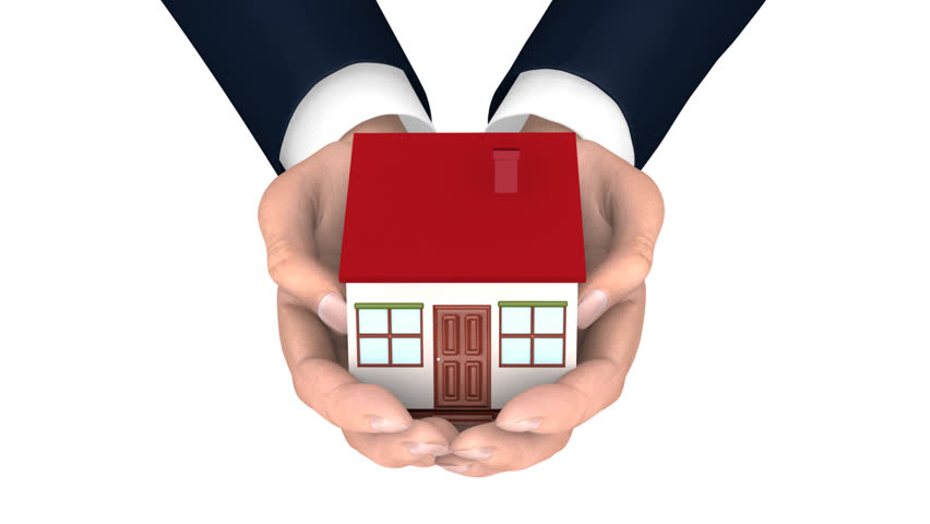 Hands giving the house with Zoom. Businessman giving the house.Camera moves inside the house through opening door. Perfect for introduction theme. 