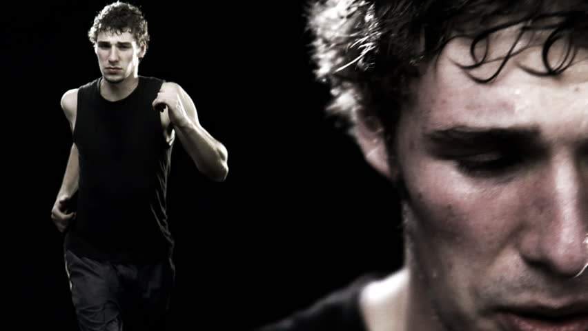 Man running - composite of closeup and medium shot