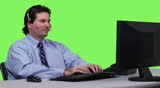 Customer service representative on headset - green screen version