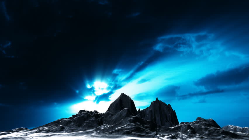 Dark mountain with time lapse clouds
