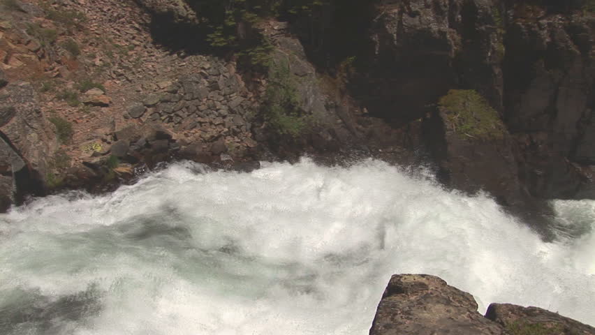 Falls with pan to right in Montana