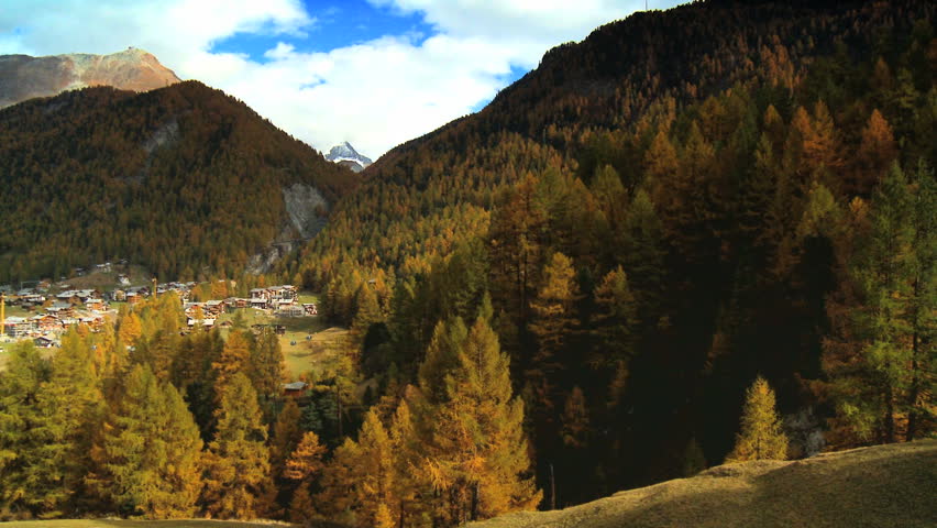 Zermatt village in alpine meadow at the base of Matterhorn, Switzerland