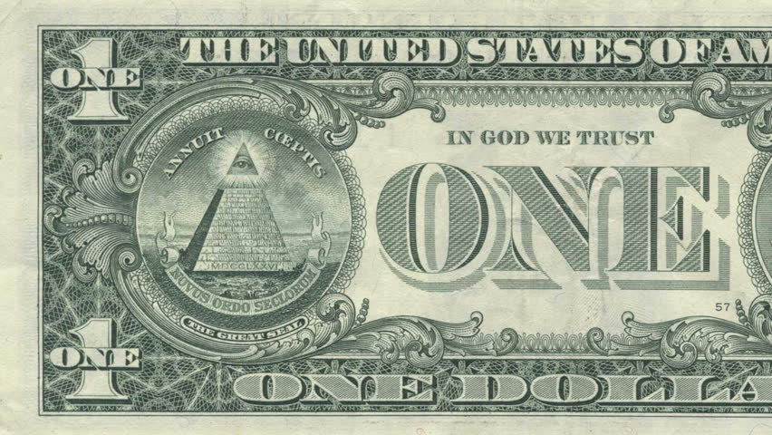 The All Seeing Eye on the back of the US Dollar Bill. Inside the oval is  made into 3D space for a better looking perspective/parallax. Annuit Coeptus and Novus Ordo Seclorum are also visible.