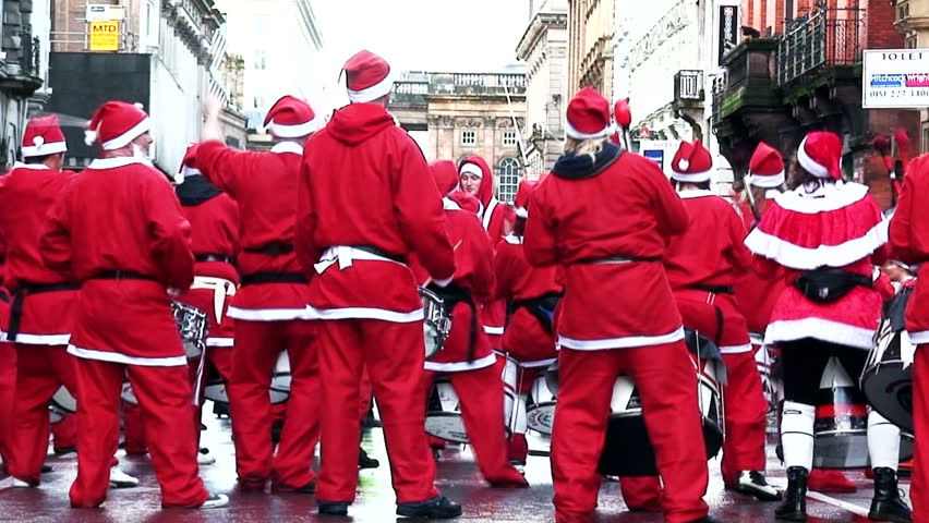 LIVERPOOL - DECEMBER 6: Thousands of runners take part in the annual "Santa Dash" for charity in December 6, 2009in Liverpool, England.