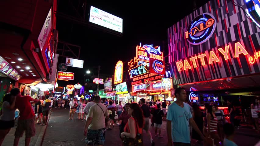 Pattaya Thailand February 20 Nightlife On Walking Street On