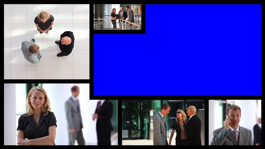 Place for your video - many business videos with blue screen for inserting your own video