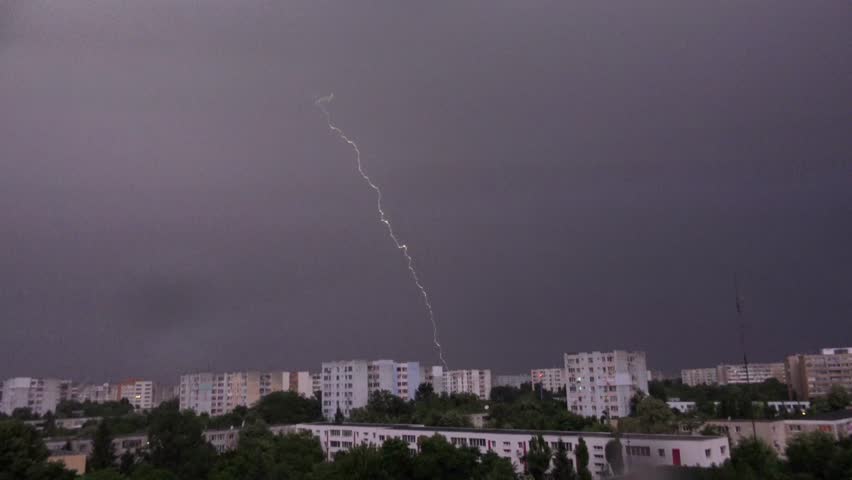 Ultra HD 4K Lighting Thunderbolt Over Buildings In City Town Summer Storm Rainy Stormy Dark Night Raining District The Evening Stock Footage Ultra HD 4K Lighting Thunderbolt Over Buildings In City Town Summer Storm Rainy Stormy Dark Night Raining District The Evening Stock Footage