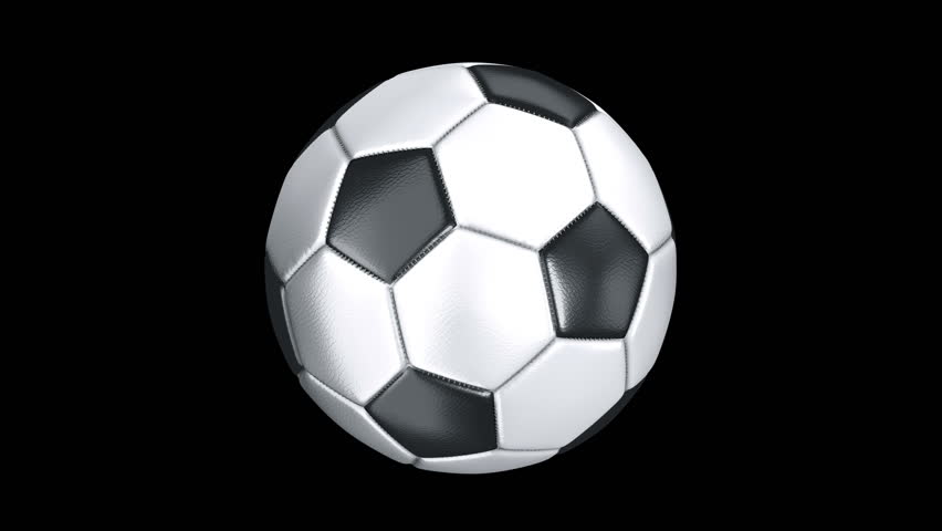 Soccer Ball, Rotation On Black Background, Loop Stock Footage Video