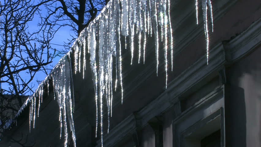 HD Sparkling spring icicles in the morning, closeup, Canon XH A1, FullHD video, 1080p, 25fps, progressive scan 