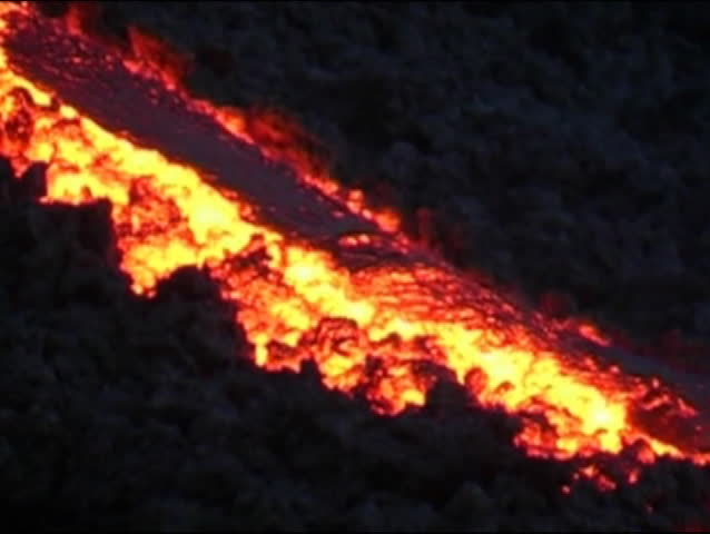 Lava flow at night