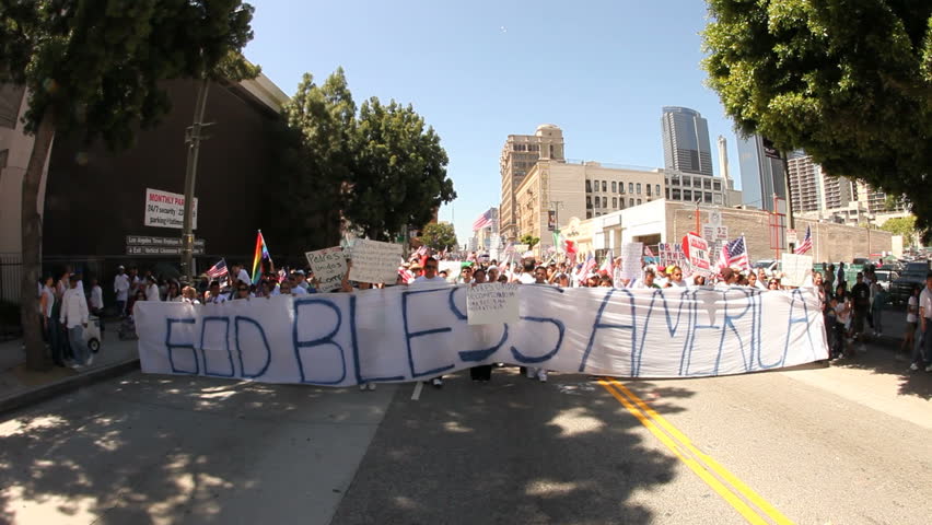 LOS ANGELES - MAY 1: May Day Immigration Protest Rally Against Arizona's New Law on May 1, 2010 in Los Angeles, California