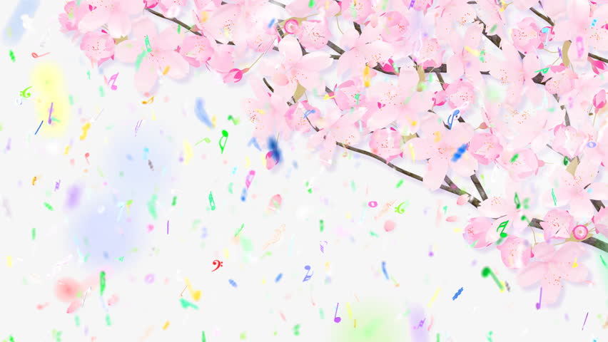 Music Notes. cherry blossom.