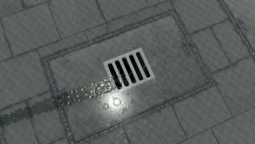 Gully water drainage street 3D Animation