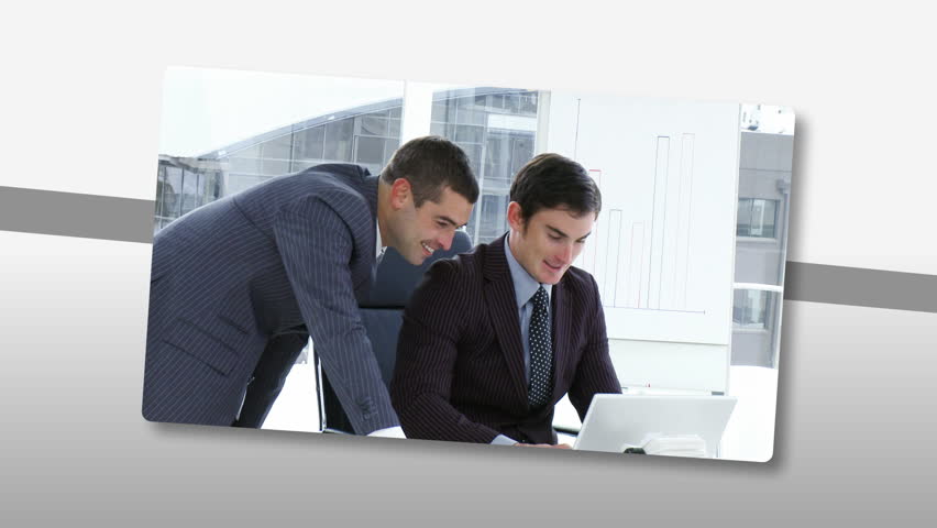 Montage presenting self-assured business team at work in high definition  