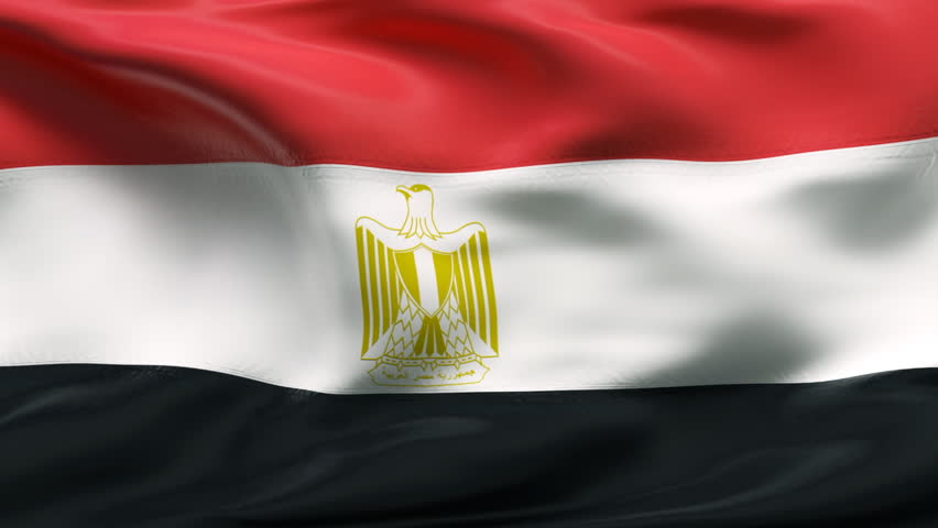 Creased  Egyptian cotton flag with visible stitch and seams in slow motion