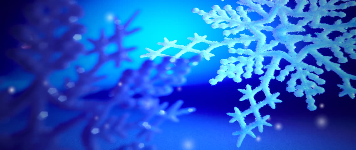 Blue snowflakes on red background