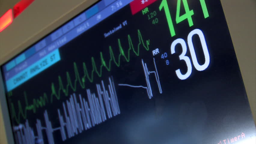 A heart monitoring station.  In warning mode.