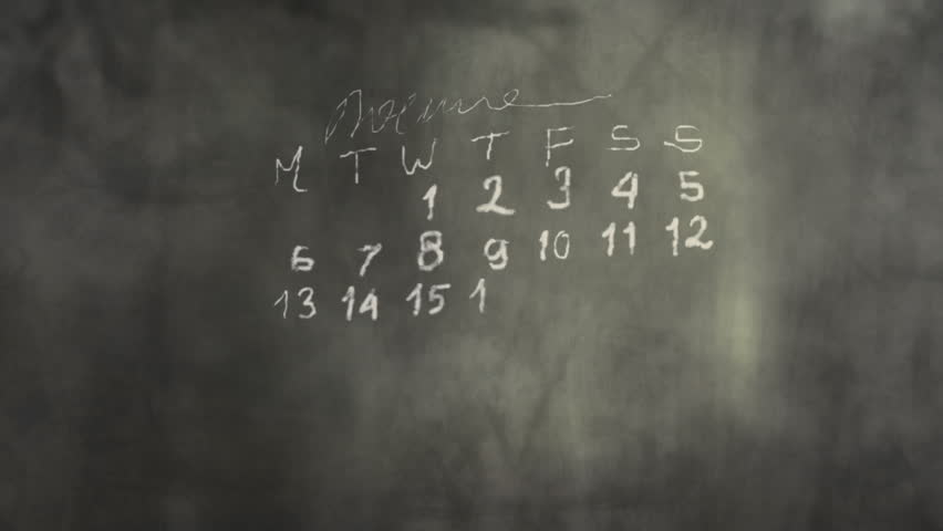 Calendar Month Page Scribbling on a Chalkboard