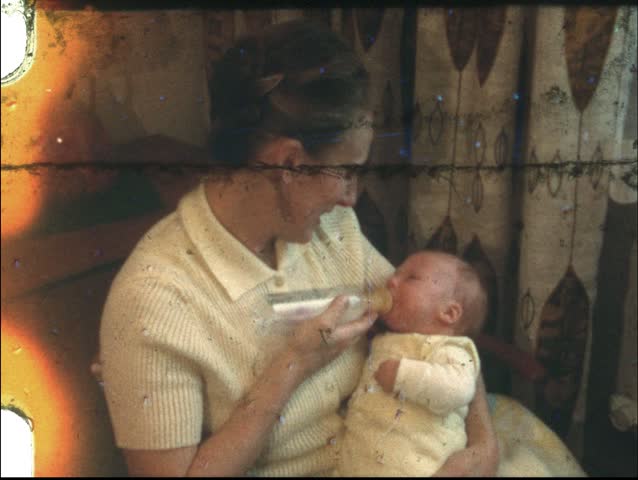 Feeding the baby (vintage 8 mm amateur film)