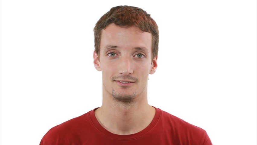 Amazed guy is sighing  -white background