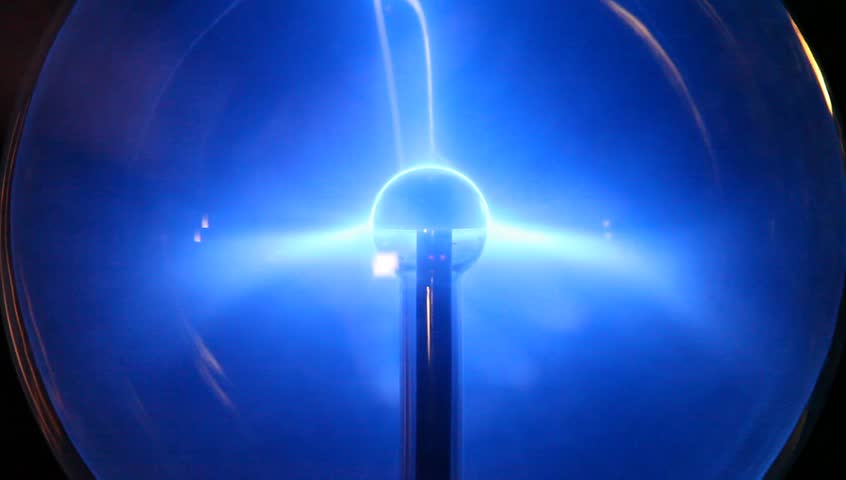 Blue plasma orb circle globe heavenly sphere with hand