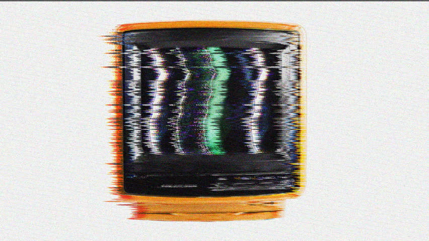 Stop motion of a fantastic retro red television spinning around abstract with distortion on the screen