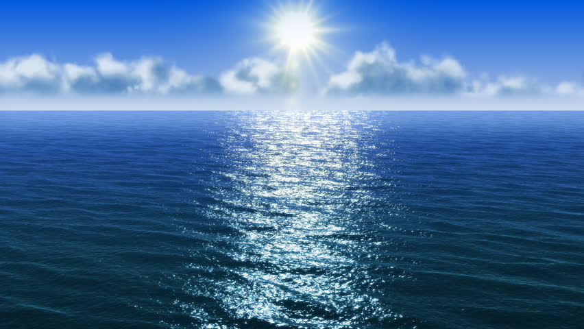 Render of flight over a sea surface on a summer day
