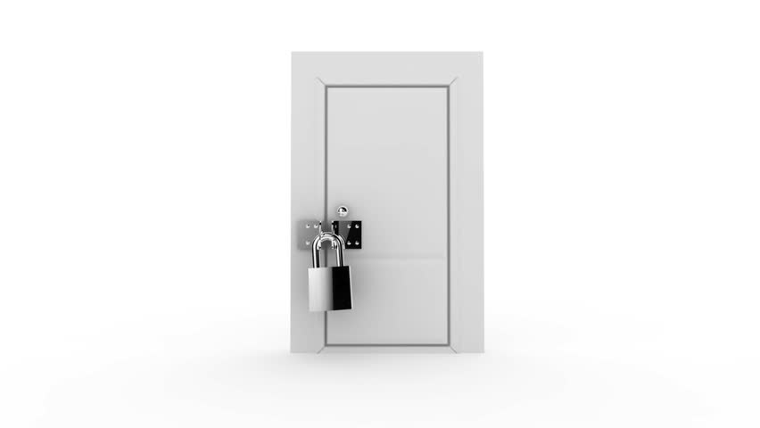 Opening of locked door with lock and entering