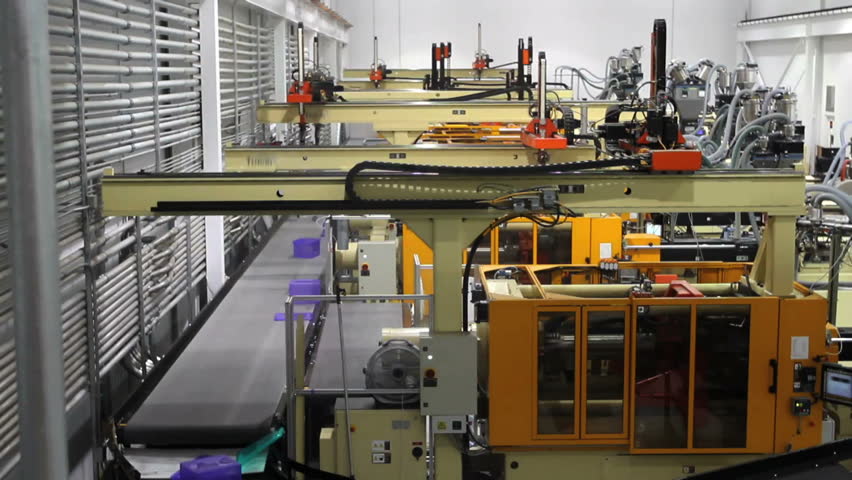 A time lapse of a fully automated robotics factory during production. 