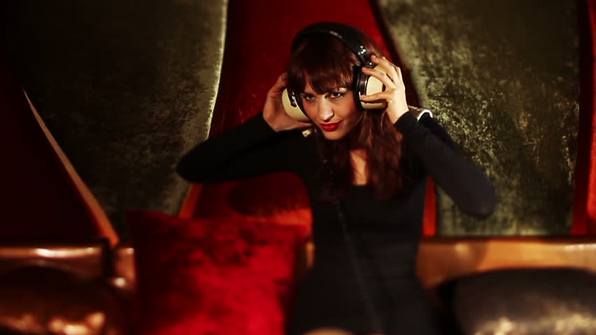 beautiful classic pinup girl in a  VIP club dancing