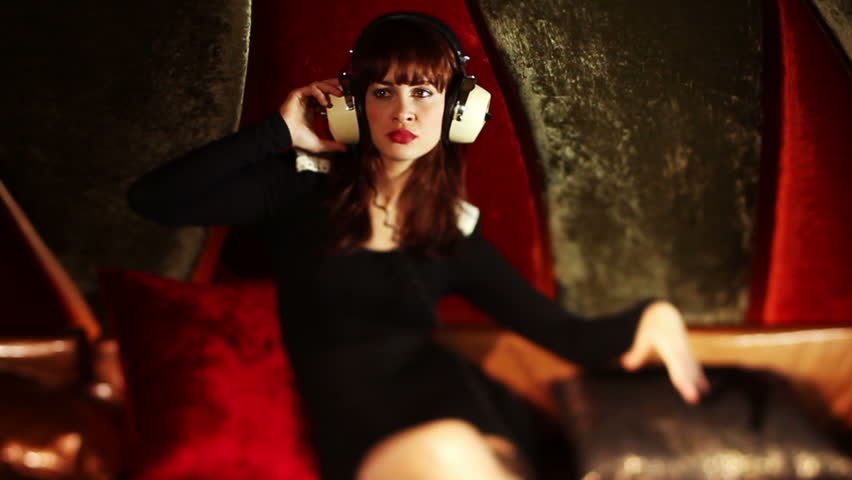 beautiful classic pinup girl in a  VIP club dancing