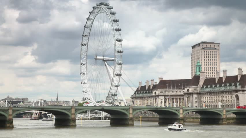 Thames river, Westminster Bridge and London eye