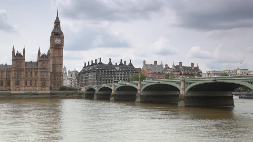 Houses of Parliament, Big Ben and Westminster Bridge in London