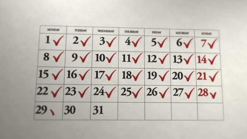 Flagged days in monthly calendar