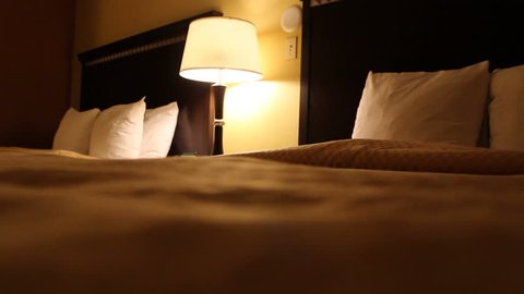 Static Shot Of Two Hotel Beds