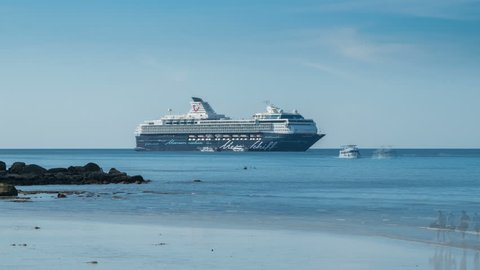 Timelapse Cruise Ship Mein Schiff 1 On The Andaman Sea Close To Paong Beach In Phuket Island Thailand November 2017