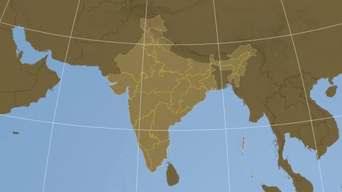 Tamil Nadu Extruded On The Elevation Map Of India With Administrative Borders Elevation Data On Tamil Nadu Extruded On The Elevation Map Of India With Administrative Borders Elevation Data On
