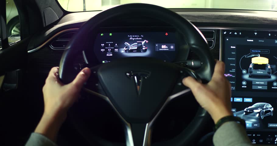 Testing Of Steering Wheel Tesla Stock Footage Video 100 Royalty Free 1007492521 Shutterstock