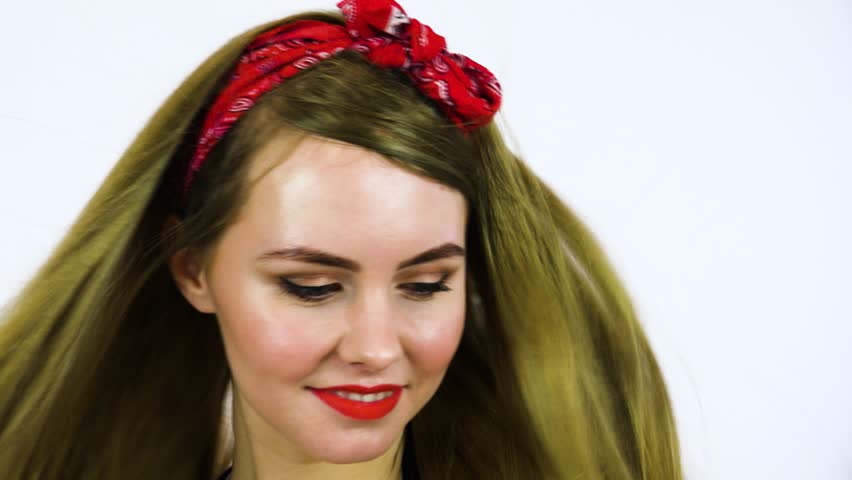 A Beautiful 50s Pin Up Girl Stock Footage Video 100 Royalty Free