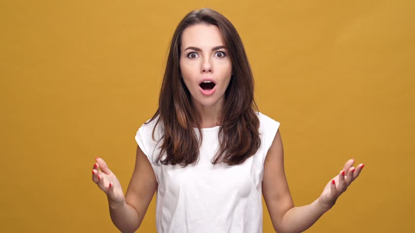 Young Shocked Surprised Woman Standing Stock Footage Video (100% ...