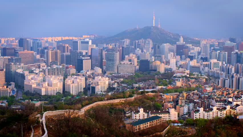 Aerial View of Seoul Downtown  Stock Footage Video 100 