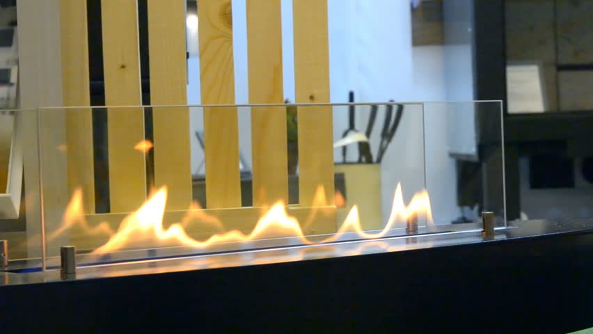 Modern Bio Fireplot Fireplace On Stock Footage Video 100