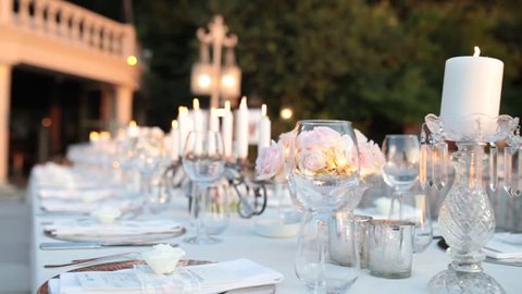 Prepared Table With Glass And Stock Footage Video 100 Royalty