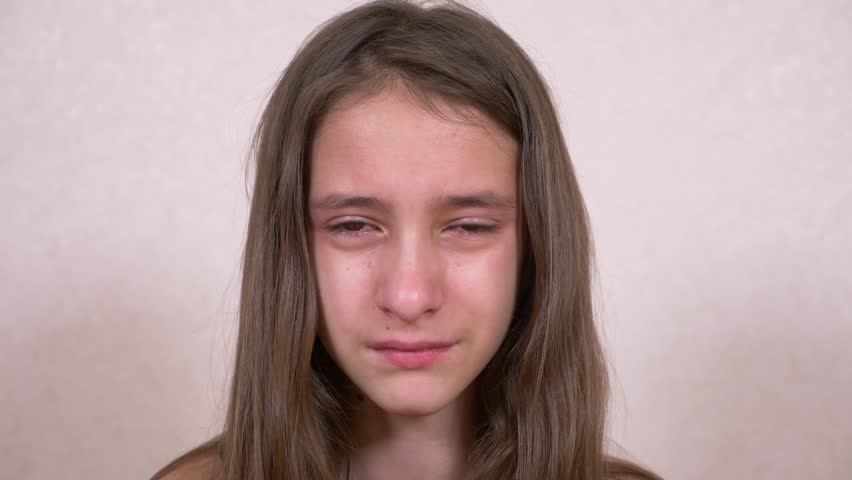 Girl Teenager Crying Looking Into Stock Footage Video
