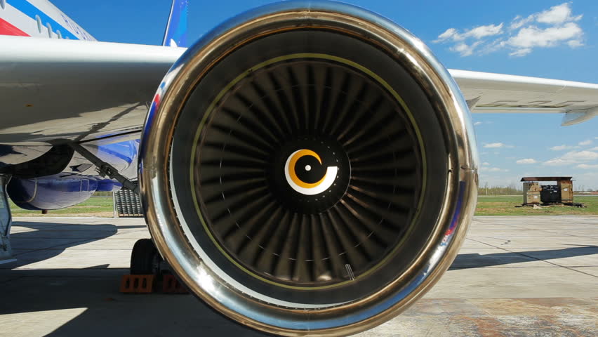Powerful Jet Engine Starts Turning Stock Footage Video (100% Royalty